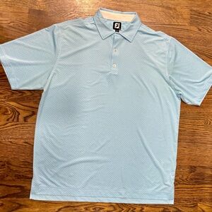 FootJoy Golf Men's Light Blue Polka Dot Polo Shirt XL Polyester Short Sleeve